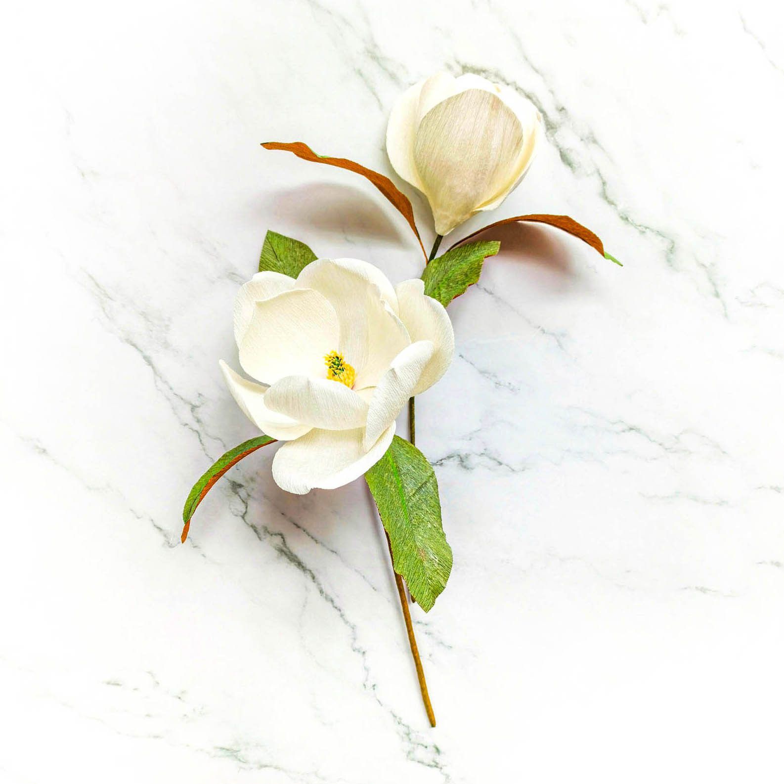 magnolias blancas, flores de papel crepé, magnolias de papel, ramos de papel crepé, flores para siempre