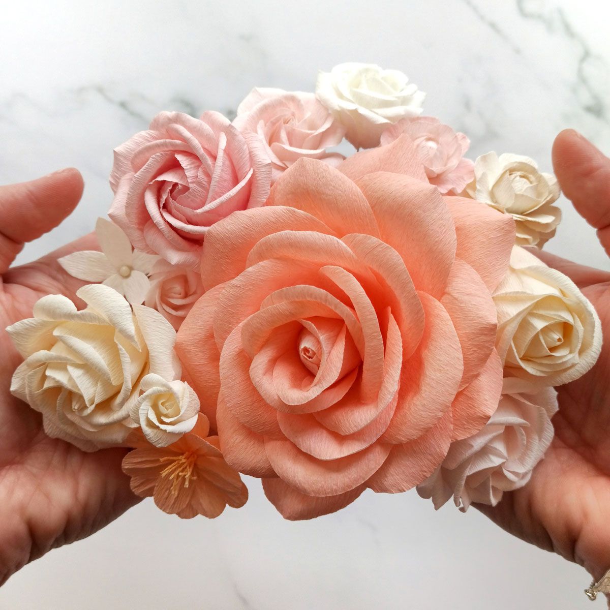 flores de papel crepé, flores para siempre, flores de papel, ramos de papel, ramos de novia de papel,