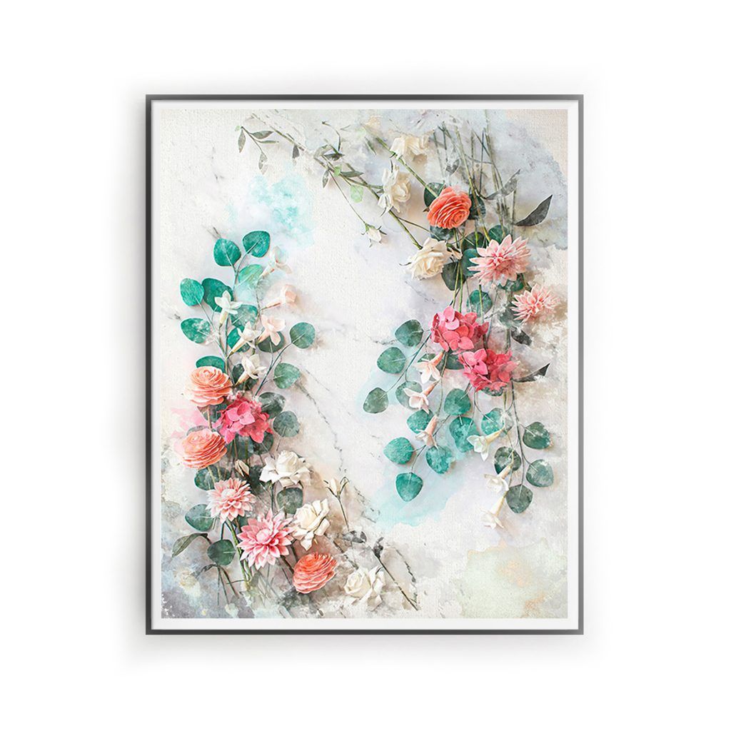 impresion digital estilo acuarela, flores para siempre, flores de papel crepe