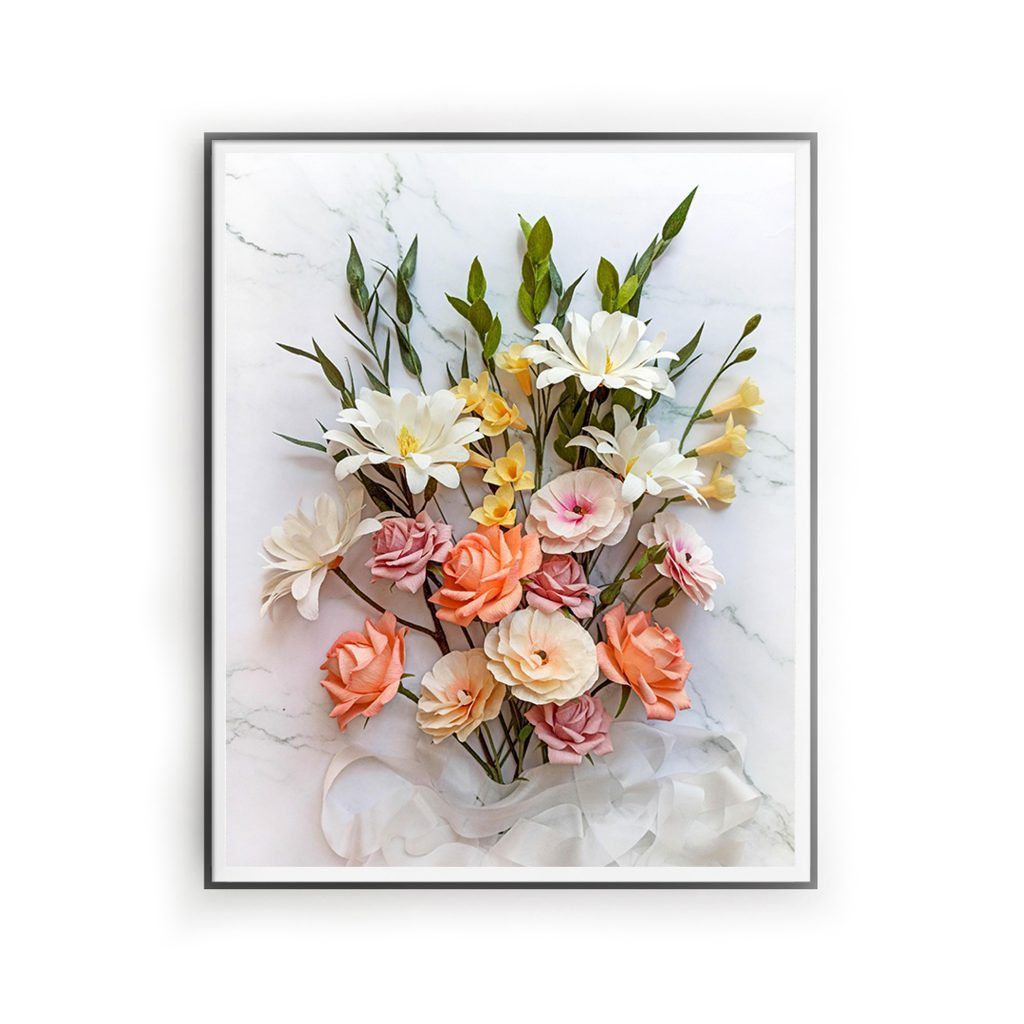 archivo digital descargable, flores para siempre, flores de papel crepé