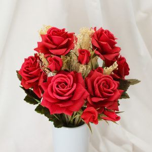 Ramo de rosas rojas de papel, Ramo de flores de papel crepé, Flores para San Valentín, ramo de flores de papel, Flores para siempre