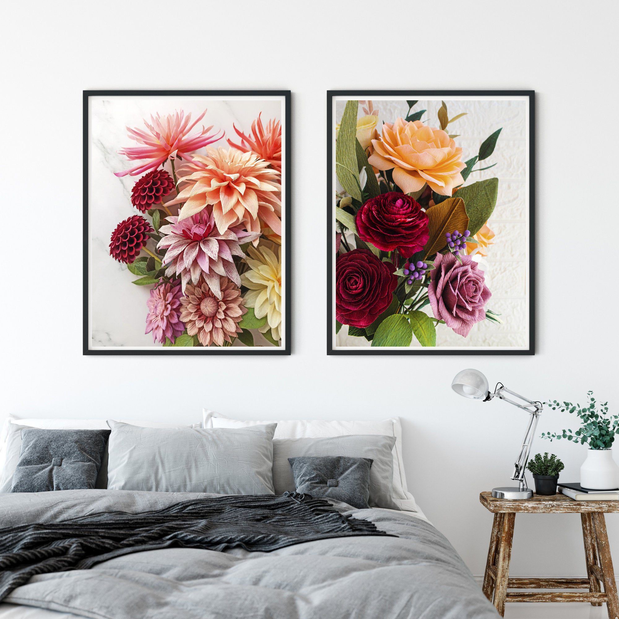Set de 3 ilustraciones florales, set de cuadros con flores, láminas decorativas flores, láminas decorativas plantas, set de laminas salon - Imagen 6