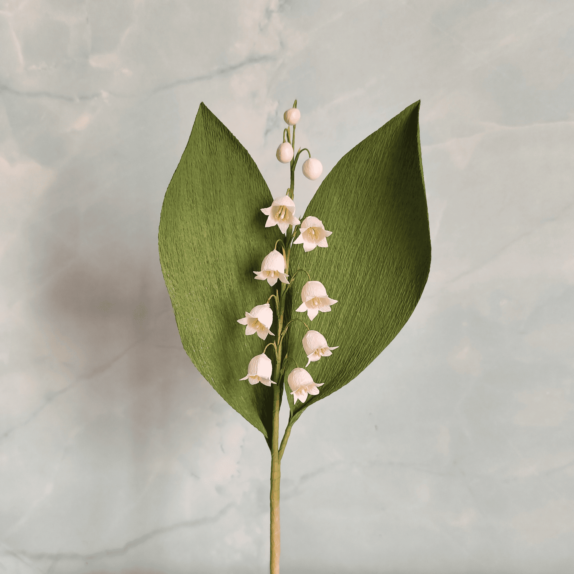 Lirio del valle de papel hecho a mano, tallo de 30 cm con flores delicadas para ramo de novia